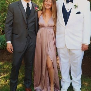 Pink/ mauve satin prom dress